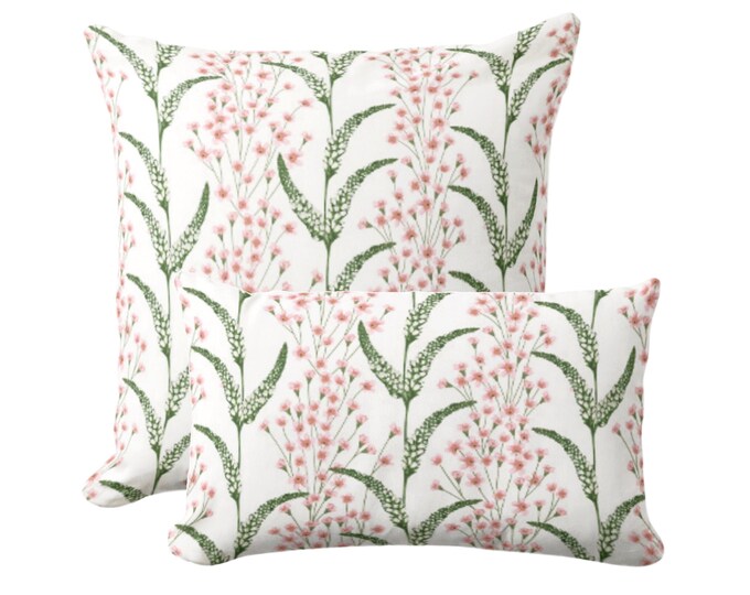 OUTDOOR Foxtail Lilies Square or Lumbar Throw Pillows or Covers, Pink/Green/White Floral/Toile/Nature/Botanical Print/Pattern, Pillow/Cover