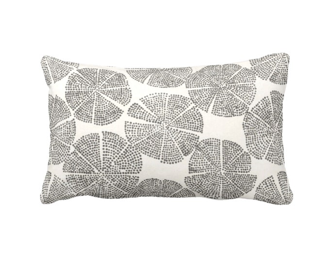 Block Print Geo Throw Pillow or Cover, Charcoal/Natural White 12 x 20" Lumbar Pillows or Covers, Block/Batik/Medallion Print