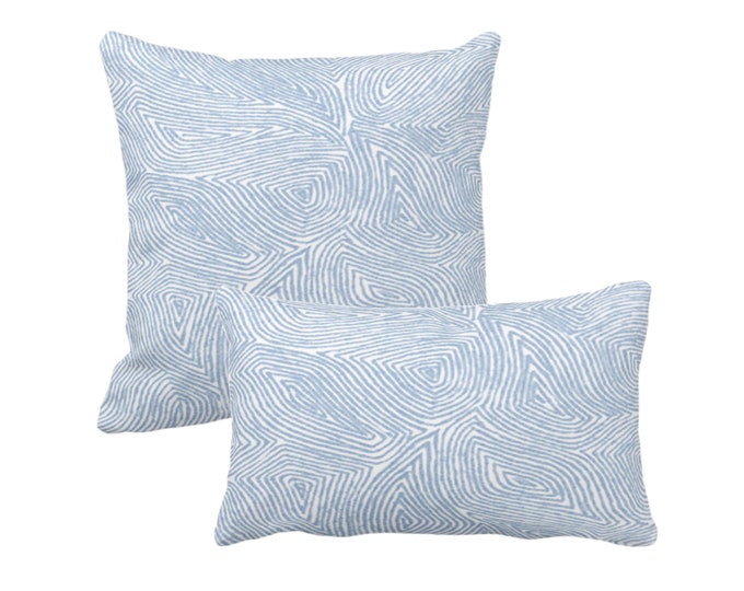 OUTDOOR Sulcata Geo Throw Pillow Cover, Sky Blue/White Square and Lumbar Pillow Covers, Abstract Geometric/Tribal/Waves Print