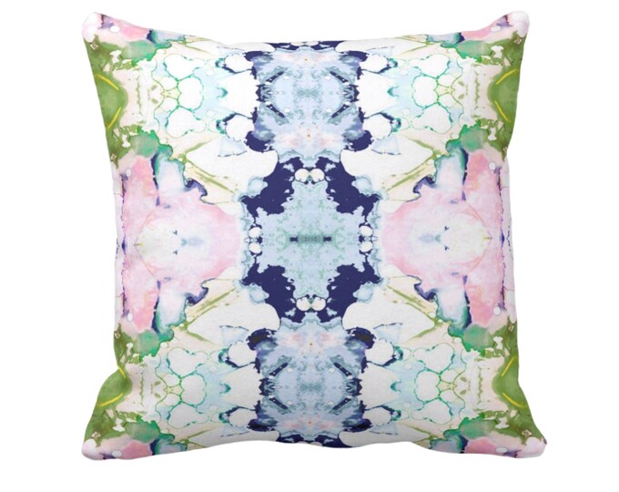 OUTDOOR Mirrored Watercolor Throw Pillow/Cover 14x20, 16, 18, 20, 26" Sq/Lumbar Pillows/Covers Pink/Navy/Green Abstract Modern Painted Print