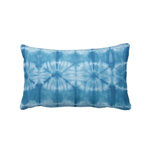 OUTDOOR Indigo Mud Cloth Printed Throw Pillow or Cover, 14 x 20" Lumbar Pillows/Covers,  Circles Bright Blue Mudcloth/Tribal/Geo/Boho Print