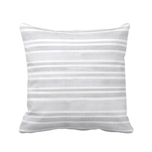 Watercolor Stripe Throw Pillow or Cover, Pewter/White Square and Lumbar Pillows or Covers, Gray Stripes/Lines/Painted Print
