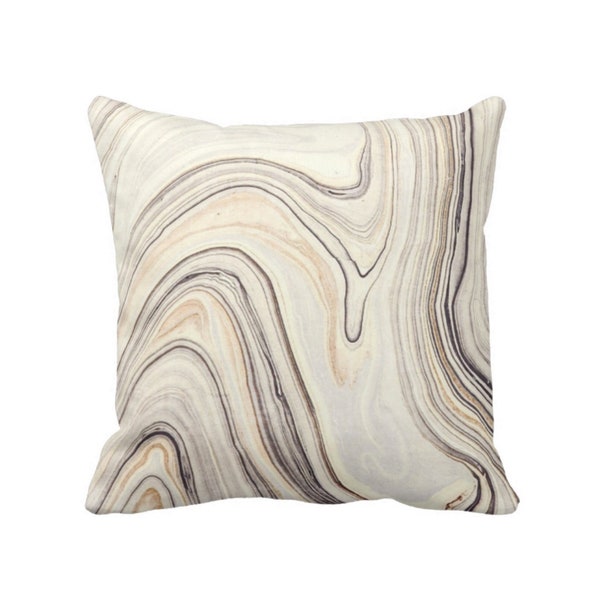 Marble Print Throw Pillow or Cover, Taupe/Beige 16, 18, 20, 22 or 26" Sq Pillows or Covers, Gray Marbled/Abstract/Modern/Wave/Swirl