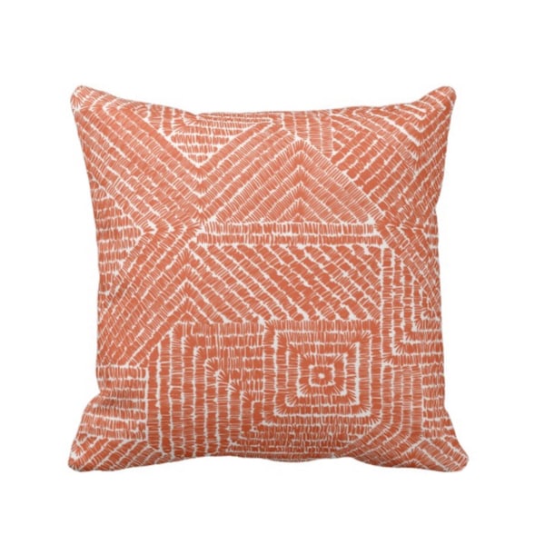 OUTDOOR Tribal Geo Throw Pillow or Cover, Terracotta 16, 18, 20, 26" Sq Pillows/Covers, Orange Geometric/Tribal/Batik/Geo/Boho/Diamond