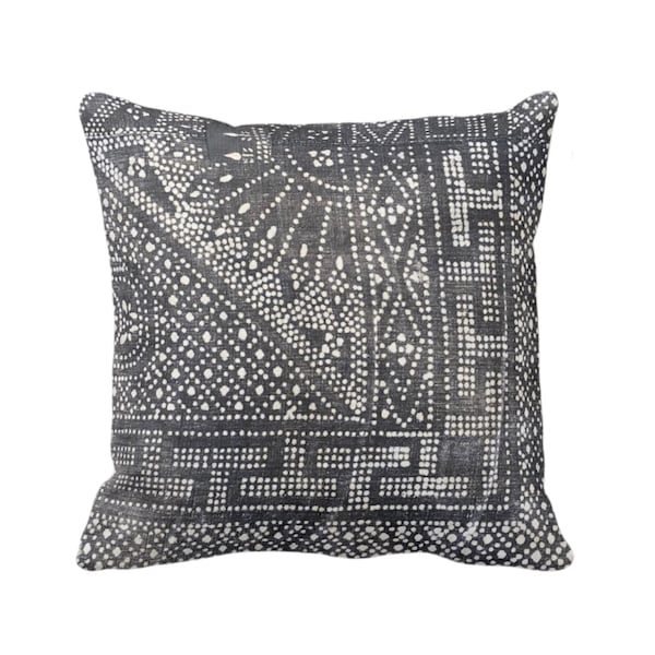 OUTDOOR Batik PRINTED Throw Pillow or Cover, Gray 16, 18, 20, 26" Square Pillow/Covers, Printed Vintage Chinese Grey Textile Maio/Thai