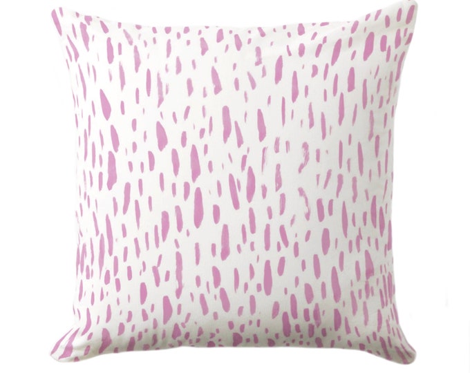 OUTDOOR Hand-Painted Dashes Throw Pillow/Cover, Mauve/White 16, 18, 20, 26" Sq Pillows/Covers Dusty Pink/Purple Watercolor/Abstract Print