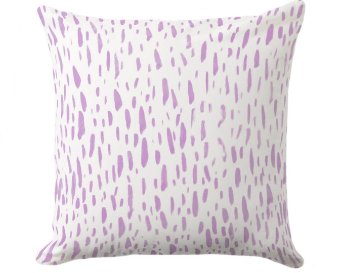 OUTDOOR Hand-Painted Dashes Throw Pillow/Cover, Lilac/White 16, 18, 20, 26" Sq Pillows/Covers Dusty Purple Watercolor/Abstract Print