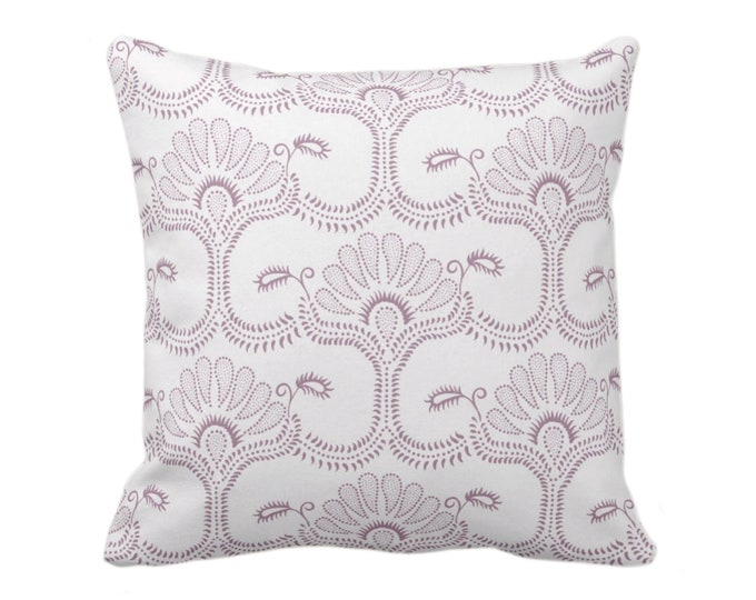 OUTDOOR Lotus Block Print Throw Pillow or Cover, Dusty Purple 16, 18, 20, 26" Sq Covers, Plum Printed Hmong/Floral/Blockprint Pattern