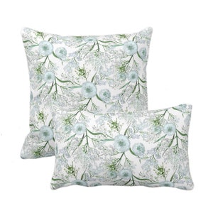 OUTDOOR Blue Botanical Throw Pillow or Cover 14x20, 16, 18, 20, 26" Sq/Lumbar Pillows/Covers, Floral/Toile/Nature Blue/Green/White Print