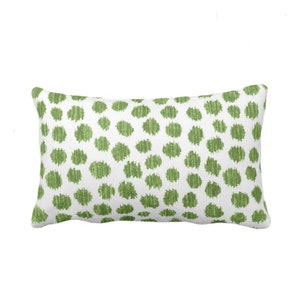 OUTDOOR Scratchy Dots Throw Pillow or Cover, Olive/White 14 x 20" Lumbar Pillows/Covers Dark Green Scribble/Dots/Spots/Dotted Print/Pattern