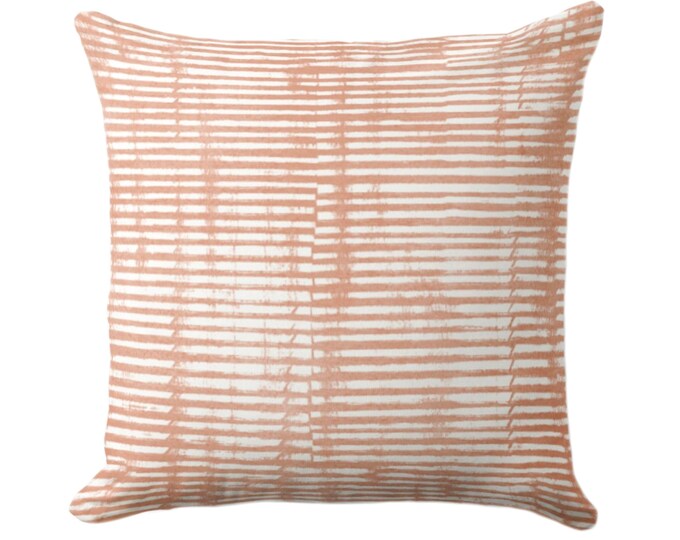 OUTDOOR Broken Lines Abstract Throw Pillow/Cover, Cobbler 16, 18, 20, 26" Sq Pillows/Covers, Dusty Peach Watercolor/Hand-Painted/Modern