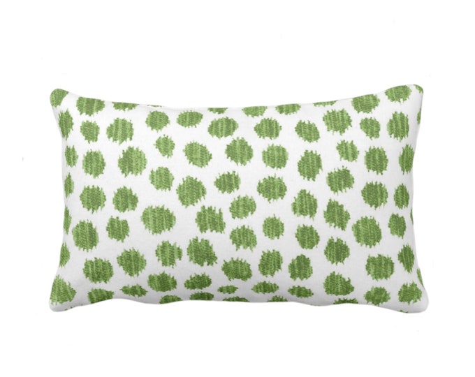 OUTDOOR Scratchy Dots Throw Pillow or Cover, Olive/White 14 x 20" Lumbar Pillows/Covers Dark Green Scribble/Dots/Spots/Dotted Print/Pattern