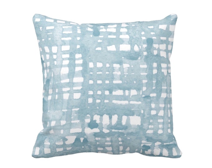 Watercolor Grid Throw Pillow or Cover, Dusty Blue/White Pattern 16, 18, 20, 22 or 26" Sq Pillows or Covers, Iced/Light/Silver