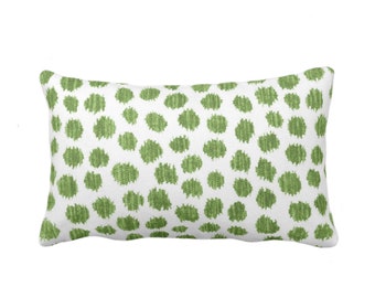 Scratchy Dots Throw Pillow or Cover, Olive/White 12 x 20" Lumbar Pillows/Covers Dark Green Scribble/Dots/Spots/Circles/Dotted Print/Pattern