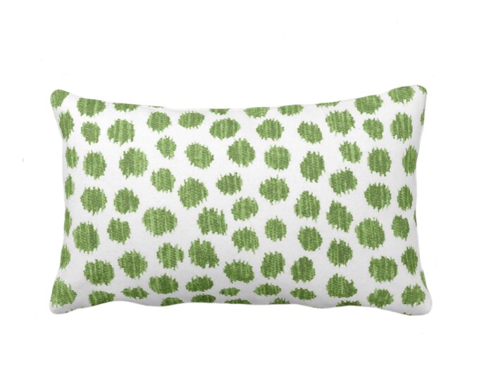 Scratchy Dots Throw Pillow or Cover, Olive/White 12 x 20" Lumbar Pillows/Covers Dark Green Scribble/Dots/Spots/Circles/Dotted Print/Pattern