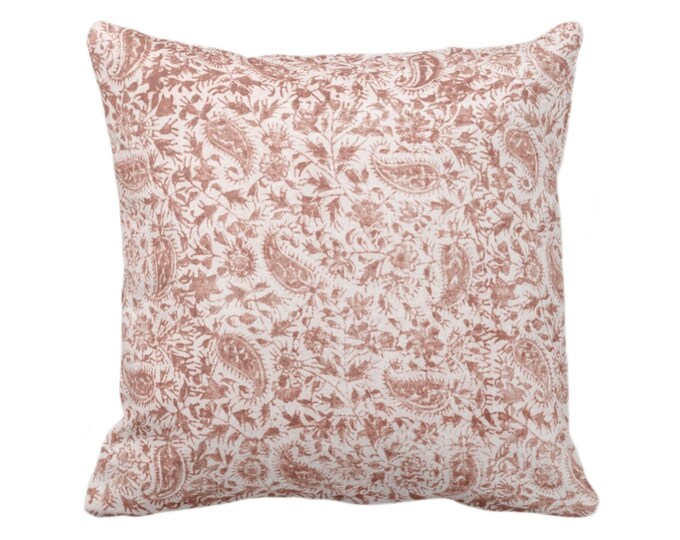 OUTDOOR Worn Floral Throw Pillow/Cover, Marrakesh Pink 16, 18, 20, 26" Sq Pillows/Covers, Clay/Earthy Vintage/Boho/Natural/Tribal Print