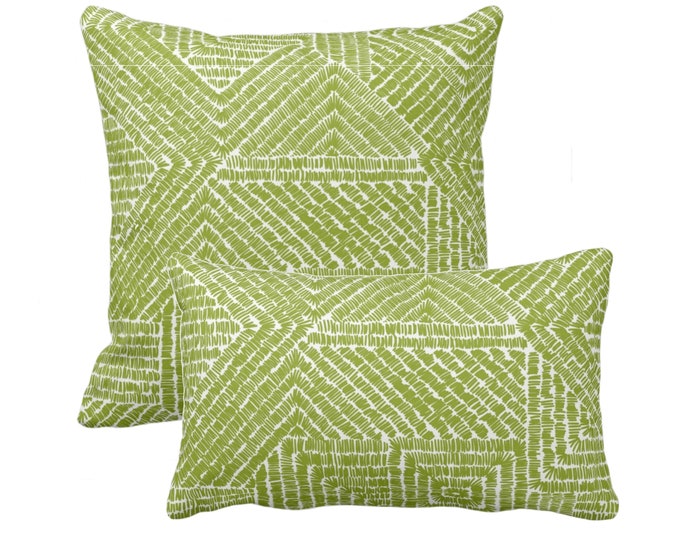 OUTDOOR Tribal Geo Throw Pillow/Cover, Heron Green/White 14x20, 14, 16, 18, 20, 26" Sq/Lumbar Pillows/Covers Scratch Geometric/Tribal/Geo