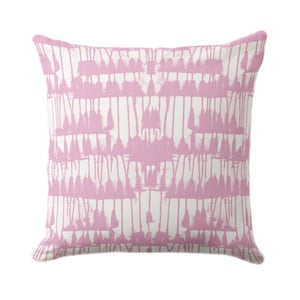 Color Bleed Abstract Print Throw Pillow or Cover, White/Pink Square or Lumbar Pillows/Covers Bright Modern/Geometric/Lines Print