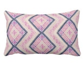Chinese Wedding Blanket Printed Throw Pillow or Cover, Pink Blue 14 x 20 quot Lumbar Pillows or Covers, Vintage Embroidery Print