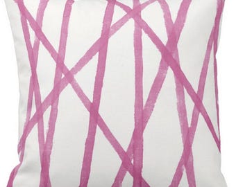 Abstract Pink Lines Throw Pillow Cover, Modern Woven Accent