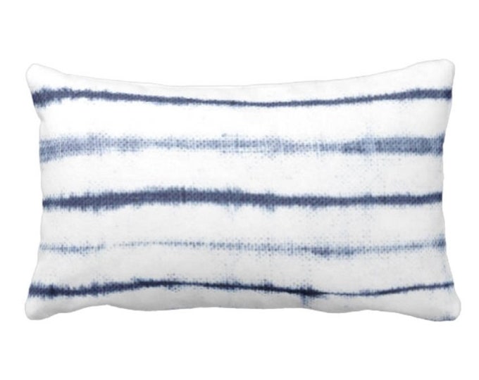 Uneven Lines Lumbar Throw Pillow or Cover, Navy/Indigo/White 12 x 20" Pillows or Covers, Shibori/Stripe/Striped/Line/Stripes/Tribal/Boho