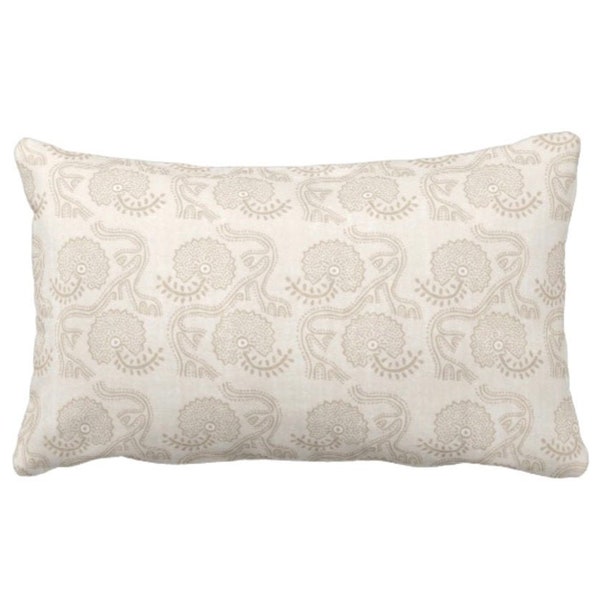Mughal pink and blue flower hand hooked lumbar pillow main image 1