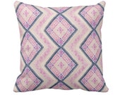 Chinese Wedding Blanket PRINTED Throw Pillow or Cover, Pink Blue 16, 18, 20 or 26 quot Sq Pillows or Covers, Thai Embroidered, Pastel