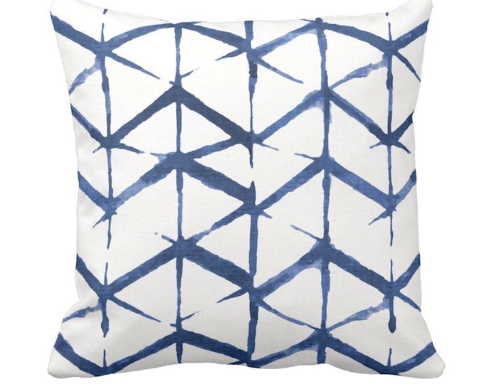 Shadow Geo Throw Pillow or Cover 16, 18, 20, 22 or 26" Sq Pillows or Covers, Indigo/Navy Blue Geometric/Art/Print/Design/Stripe/Striped/Geo