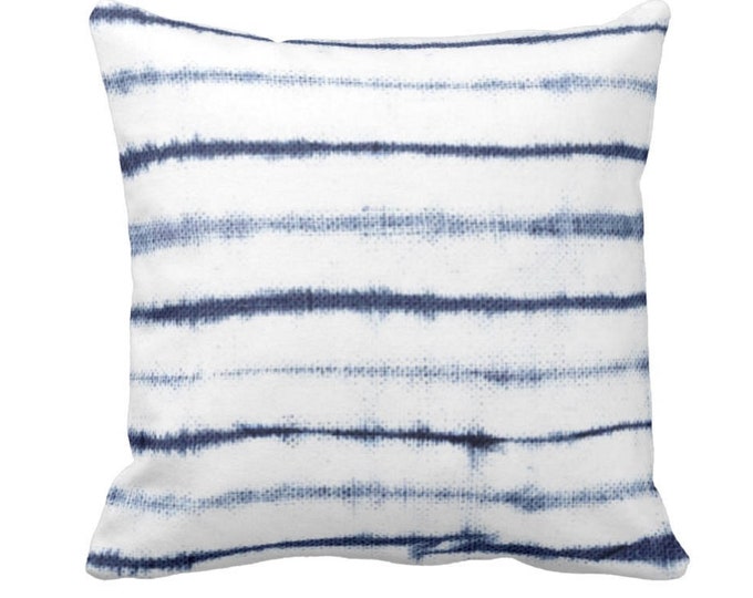 OUTDOOR Uneven Lines Throw Pillow or Cover, Indigo/White 14, 16, 18, 20 or 26" Sq Pillows/Covers, Shibori/Stripe/Striped/Stripes Blue