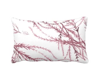 Watercolor Branches Throw Pillow or Cover, Plum/White Print 12 x 20" Lumbar Pillows or Covers, Wine/Burgundy, Nature Pattern