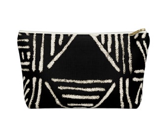 Canvas Cash Coin Purse,African Black Tribal Woman Print Make Up Bag Zipper Small Purse Wallets