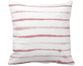 Uneven Lines Throw Pillow or Cover, Pink Clay/White 16, 18, 20, 22, 26" Sq Pillows or Covers, Blush Stripe/Stripes/Lines/Hand Painted Print