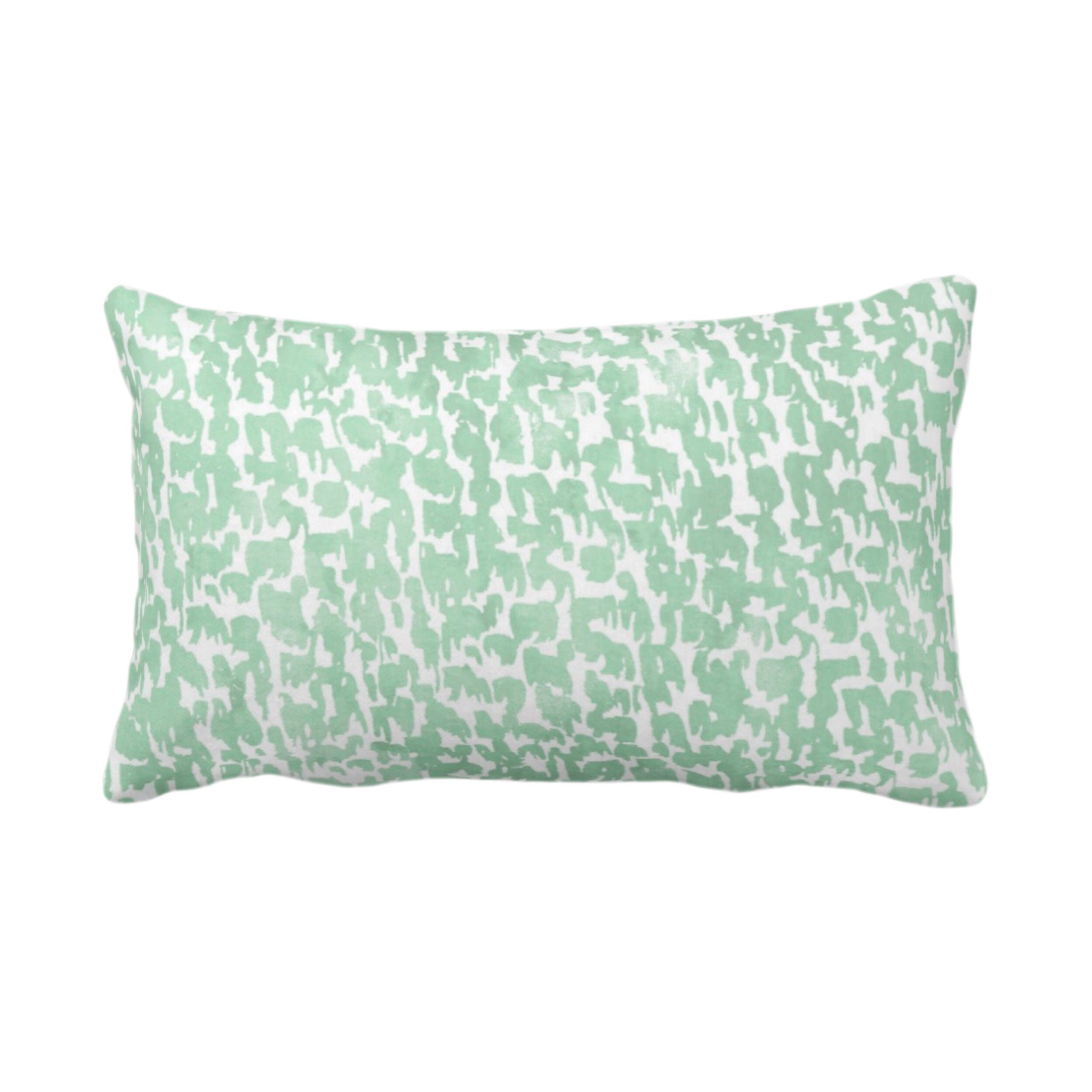OUTDOOR Celadon Speckled Print Throw Pillow or Cover 14 x 20 Lumbar