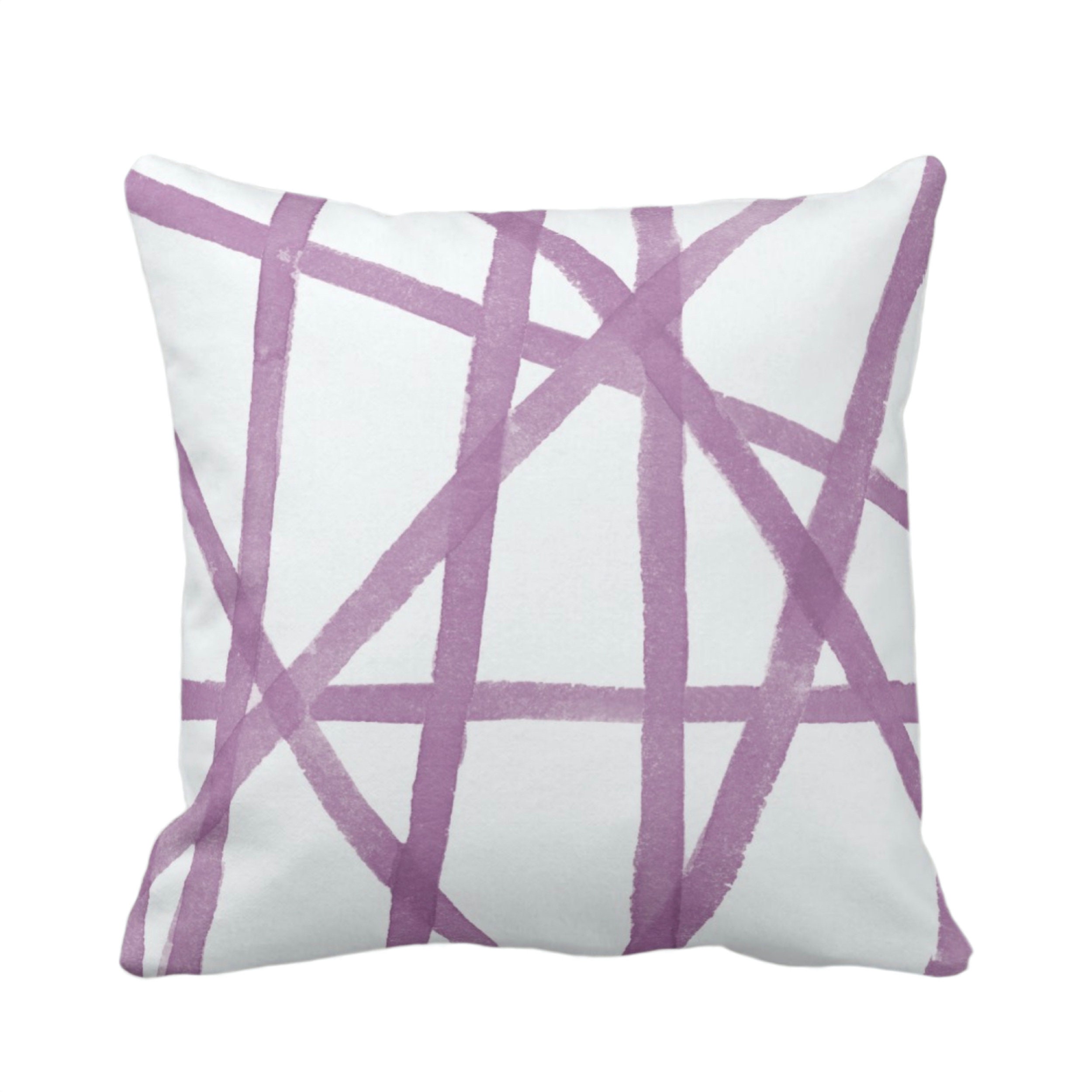 HandPainted Lines Throw Pillow/Cover, White/Lavender 14, 16, 18, 20
