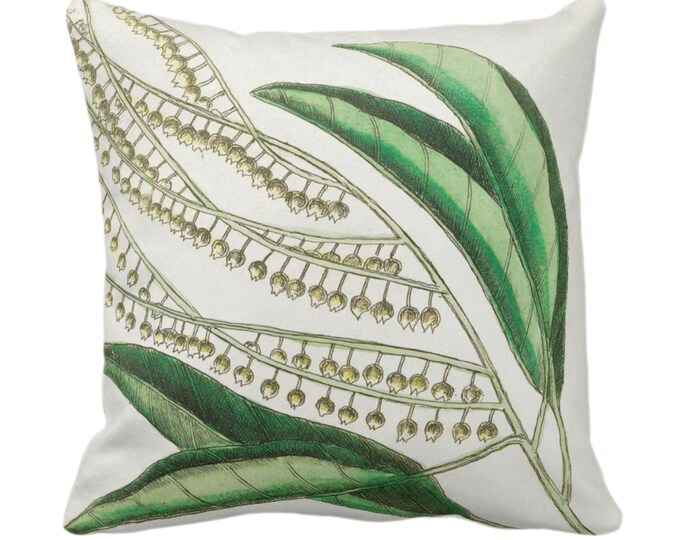 Vintage Botanical Lily of the Valley Throw Pillow or Cover, 14, 16, 18, 20, 26" Sq Pillows/Covers Nature/Plant/Leaves/Greenery Green Print