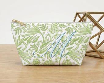 Personalized Celery Botanical Zipper Pouch, Monogrammed Cosmetic Bag