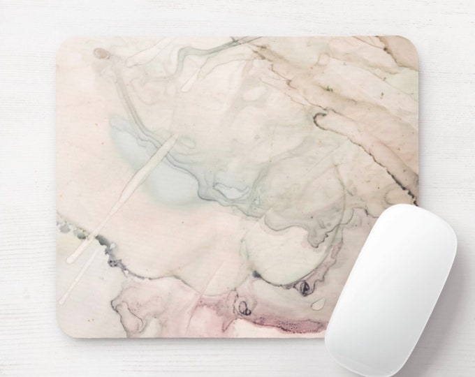 Abstract Watercolor Mouse Pad, Round or Rectangle Beige/Pink/Off-White/Taupe Colorful Multicolored Painted Mousepad Minimal Modern/Art Print