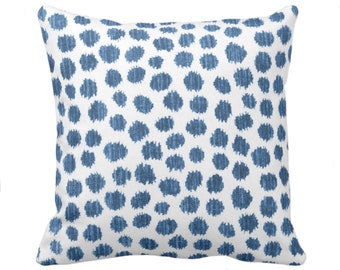 OUTDOOR Scratchy Dots Print Throw Pillow or Cover 14, 16, 18, 20 or 26" Sq Pillows/Covers, Cobalt Blue Geometric/Ikat/Dot/Geo Print/Pattern