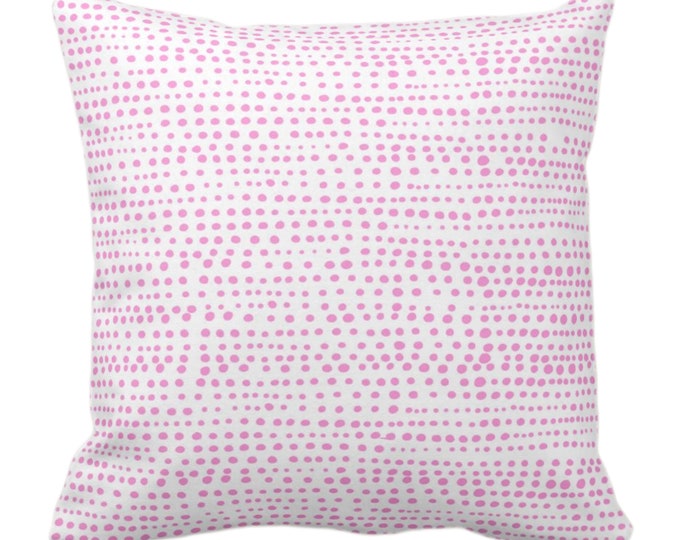 OUTDOOR Dot Line Throw Pillow or Cover, Peony/White Print 14, 16, 18, 20, 26" Sq Pillows/Covers, Pink Dots/Lines/Geometric/Modern/Farmhouse