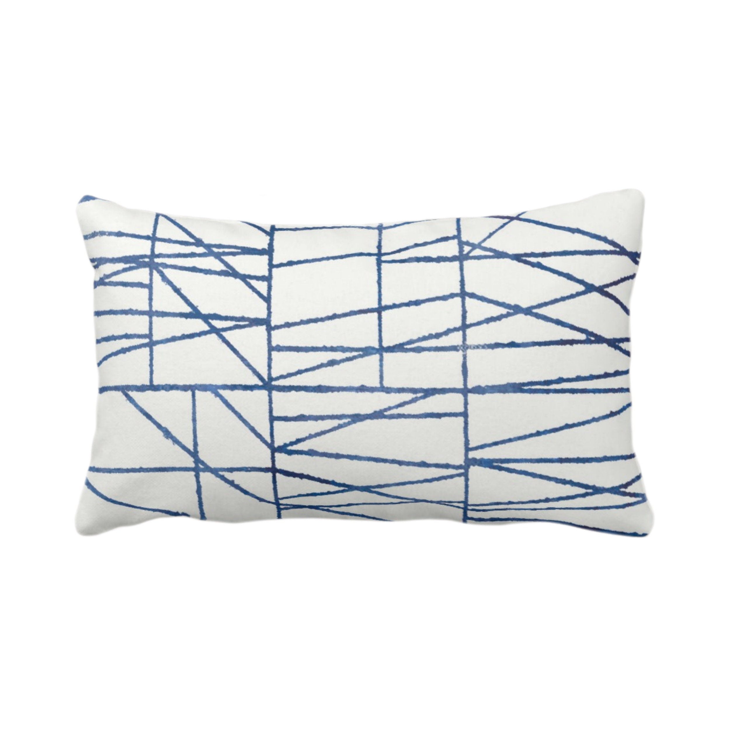 Outdoor Navy Geo Print Throw Pillow Or Cover 14 X 20 Lumbar Oblong Pillows Covers Dark Blue White Painted Geometric Abstract Lines Lined