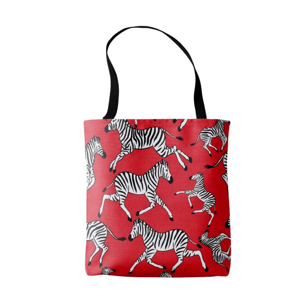 Zebra Print Market Tote Red Black & White Animal Print Bag Etsy