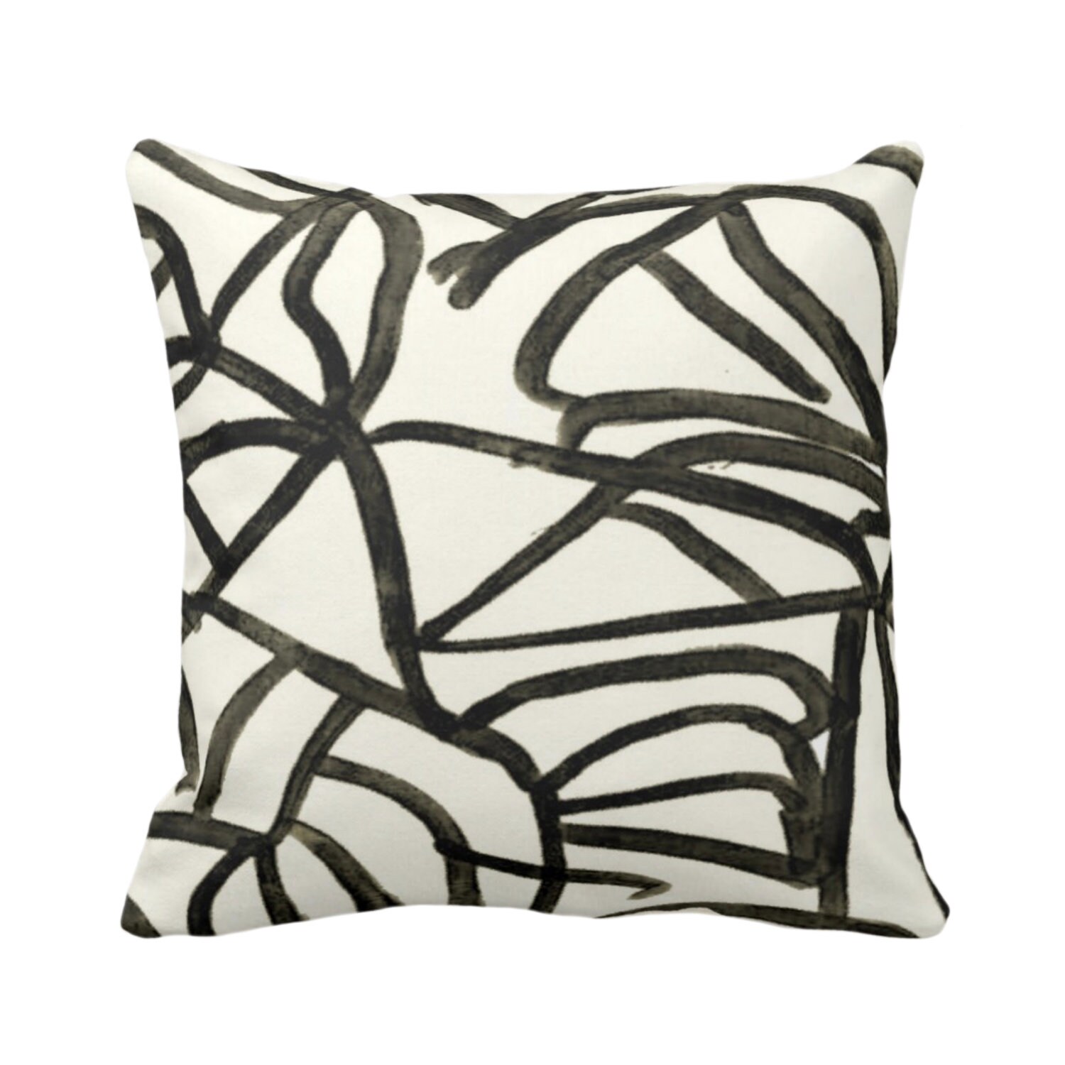 Abstract Throw Pillow or Cover, Ivory/Charcoal 16, 18, 20, 22, 26 Sq