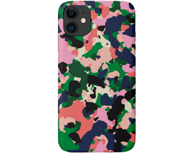Colorful CAMO iPhone 14, 13, 12, 11, XS, XR, X, 7/8, 6/6S Pro/Max/Plus/P Snap Case or Tough Protective Cover Camouflage Print/Pattern Galaxy