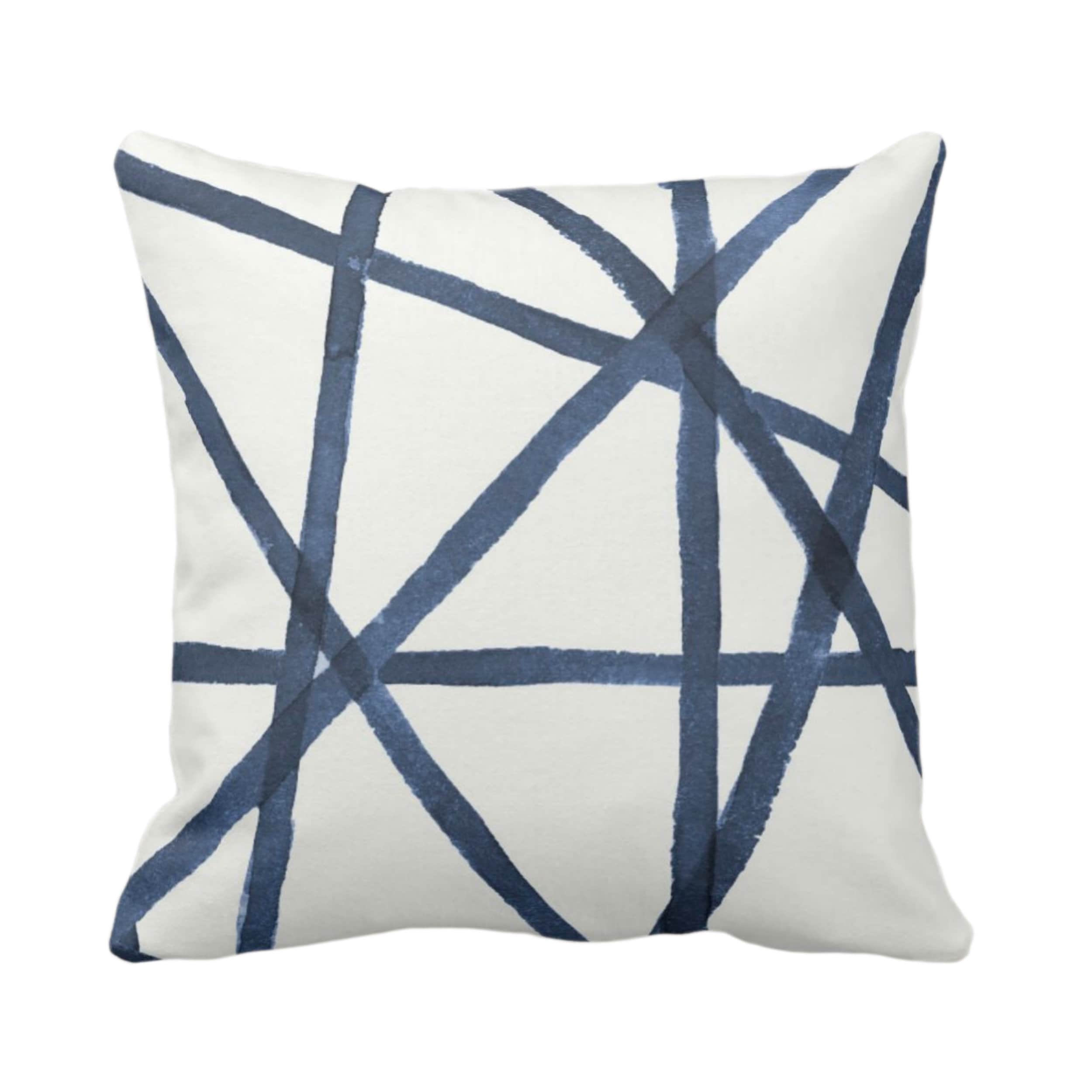 Hand-painted Lines Throw Pillow or Cover Navy/white 16 18 - Etsy Hand-painted Lines Throw Pillow or Cover Navy/white 16 18 - Etsy