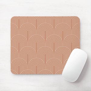 Minimal Mouse Pad/Mousepad, Adobe Modern Geometric Arches Print/Pattern, Clay/Terracotta Lines/Geo/Circles/Abstract/Lined/Stripes/Striped