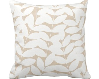 OUTDOOR Stems Throw Pillow or Cover, Sand/White Print 14, 16, 18, 20, 26" Pillows/Covers, Beige Modern Botanical/Leaves/Nature Design