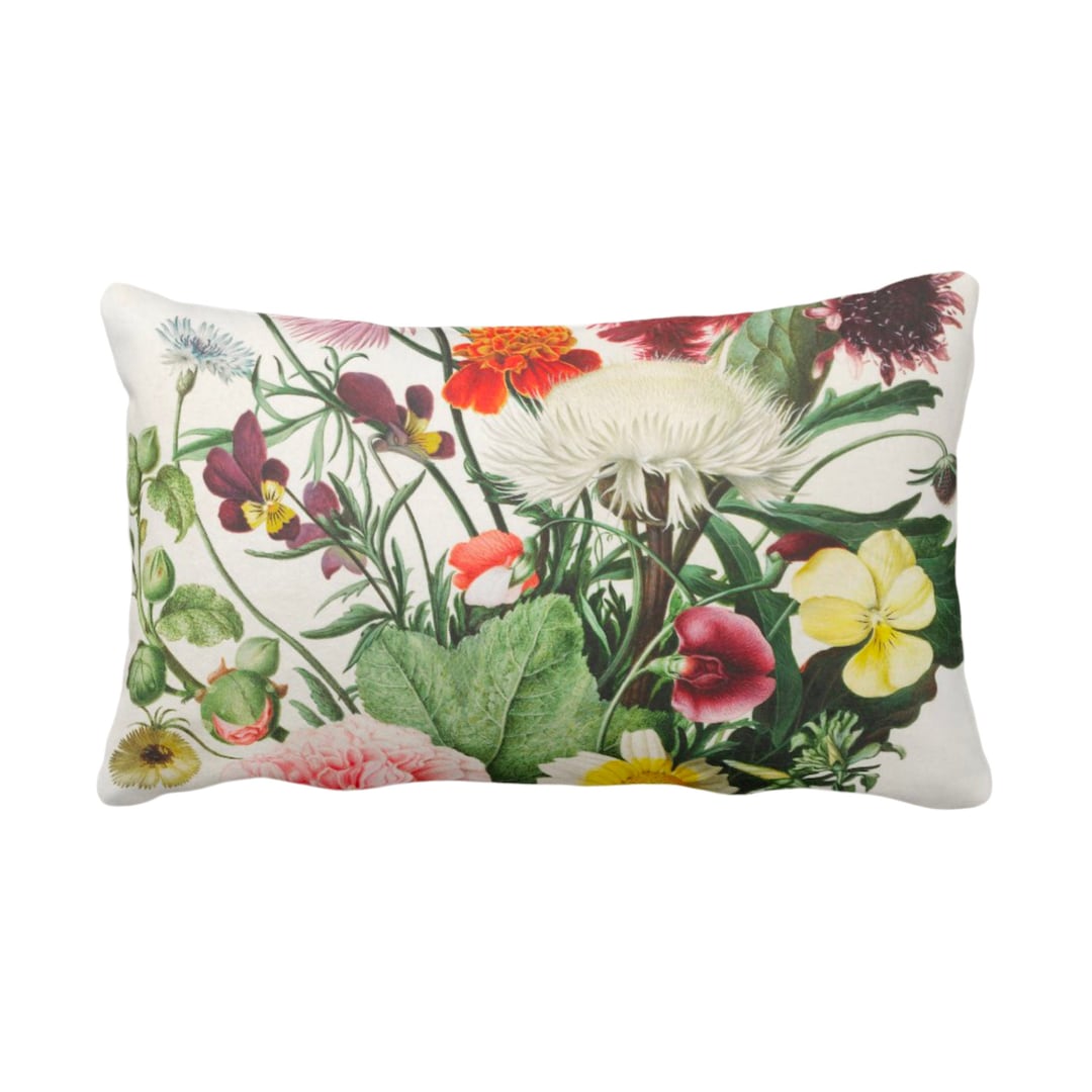 OUTDOOR Vintage Botanical Throw Pillow or Cover 14 X 20 Etsy