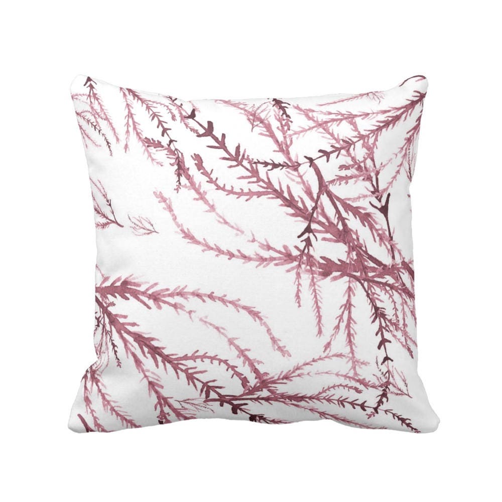 watercolor branches throw pillow or cover plum white print 16 18 watercolor cover photo