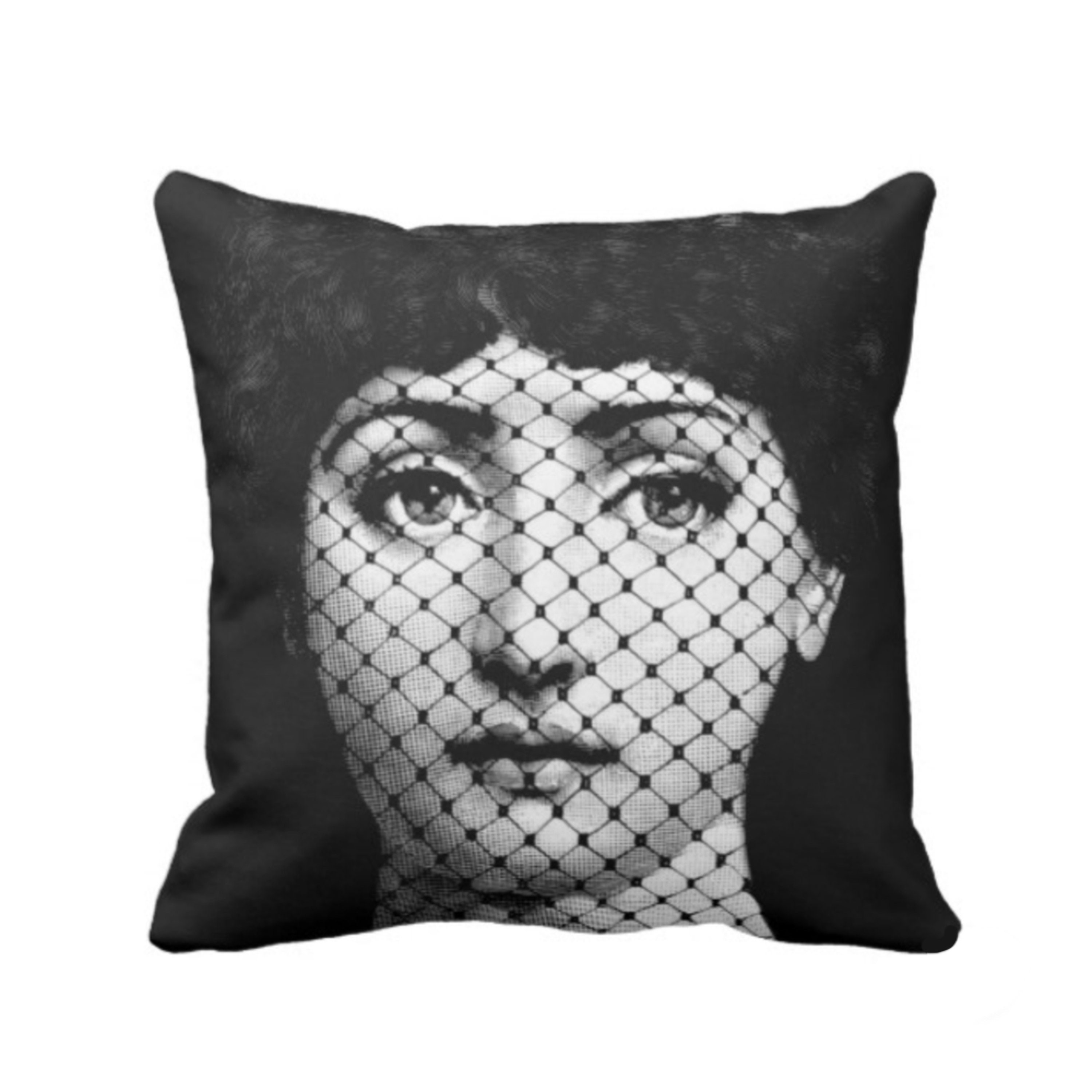 SALE 26 Sq Fornasetti Face, Throw Pillow Cover, Black/White