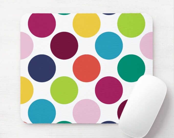 Big Dots Color, Mouse Pad/Mousepad, Rectangle or Round Colorful Modern Abstract/Geometric Minimal Print/Pattern, Circles/Dot/Circle